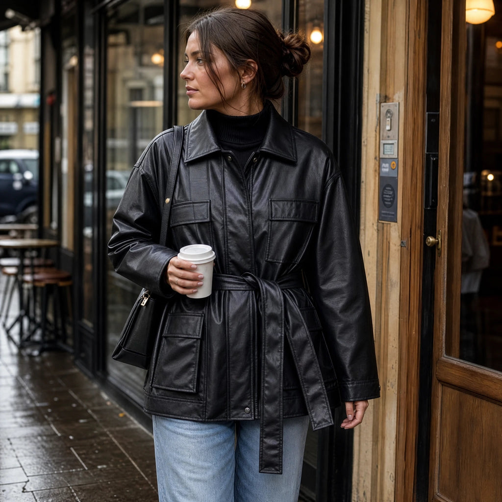 Veste en Cuir Oversize Vintage - Utilisation GLOBALE