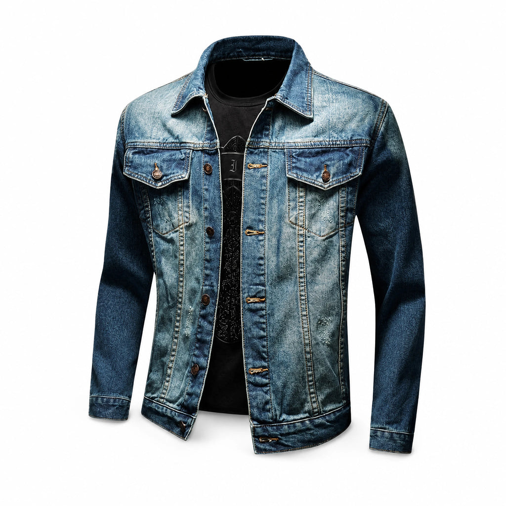 Veste en jean rétro à revers style rue - image principale