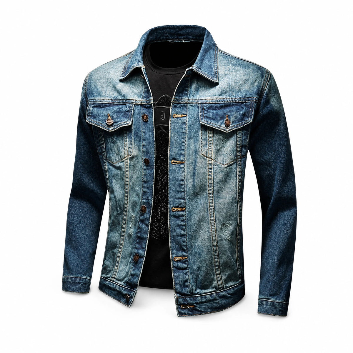 Veste en jean rétro à revers style rue - image principale