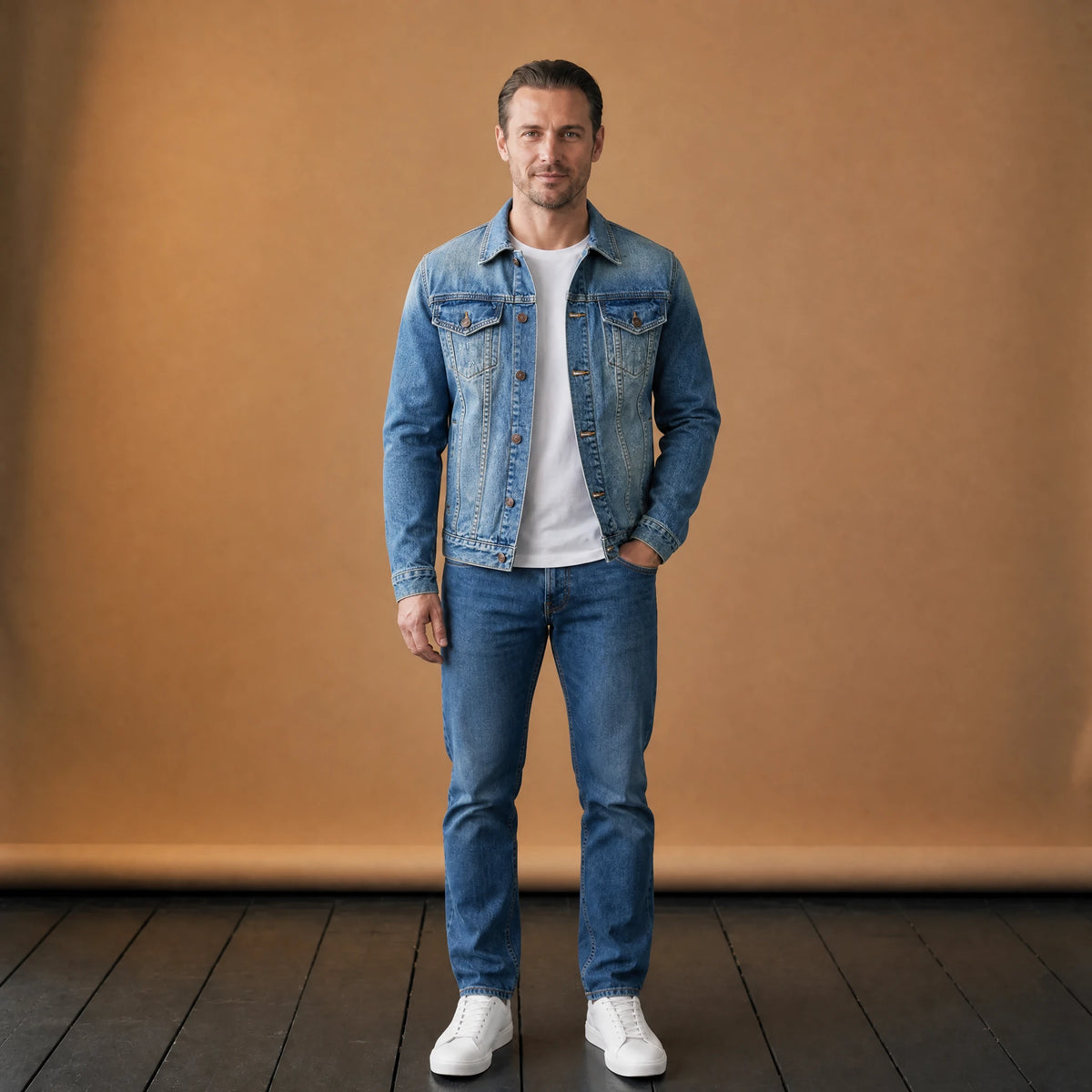 Veste en jean rétro à revers style rue - VETEMENT Studio HOMME
