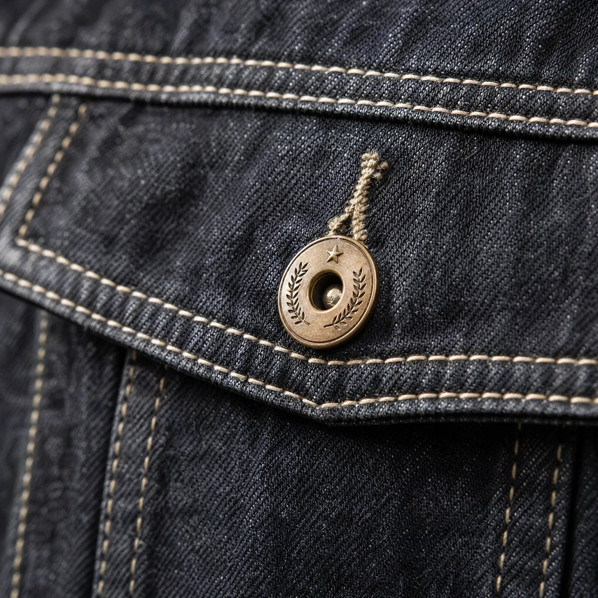 Veste vintage ample en jean pour homme - close-up détail matière