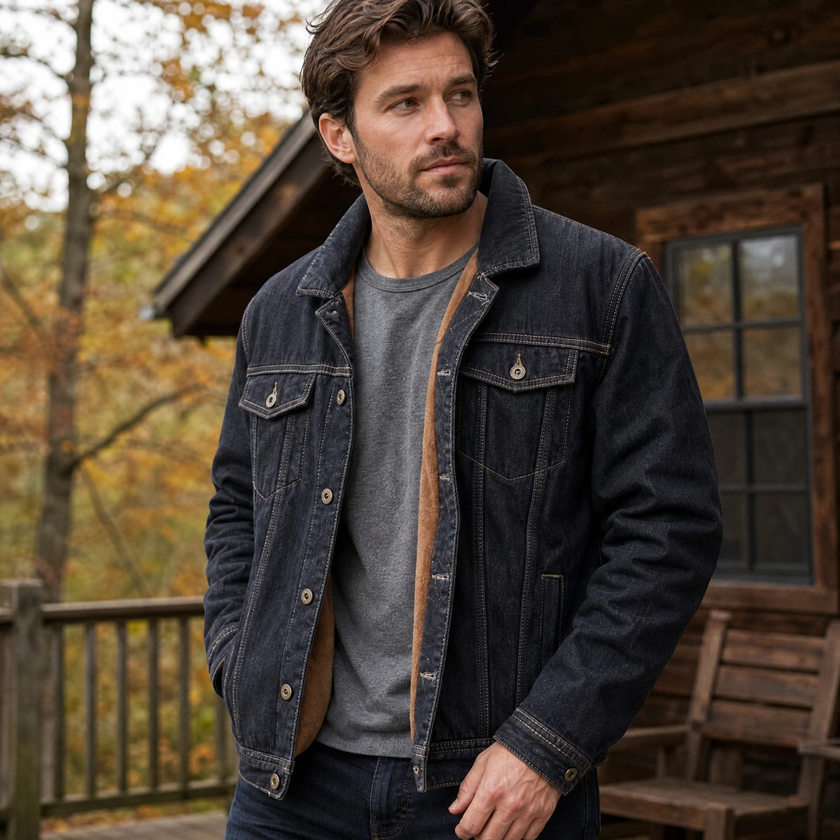 Veste vintage ample en jean pour homme - Utilisation GLOBALE