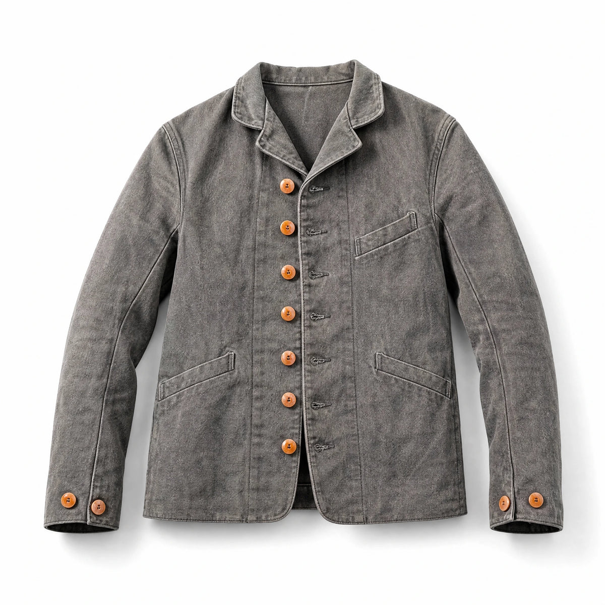 Veste Vintage Homme Grise à Boutons en Velours Côtelé - image principale