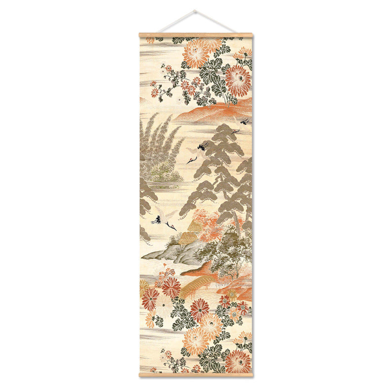 affiche-de-toile-de-defilement-dimpression-de-teinture-japonaise-multicolore-vintage