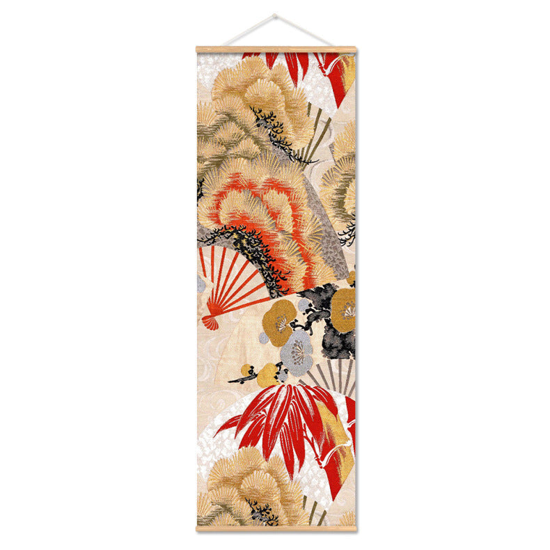 affiche-de-toile-de-defilement-dimpression-de-teinture-japonaise-multicolore-vintage