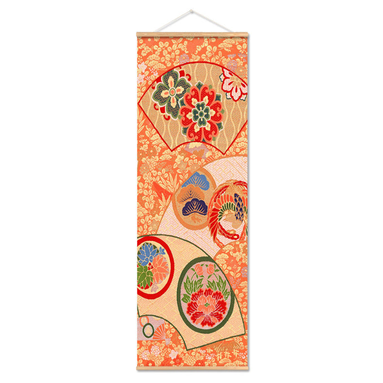 affiche-de-toile-de-defilement-dimpression-de-teinture-japonaise-multicolore-vintage