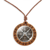 collier-mandala-pendentif-bois-vintage