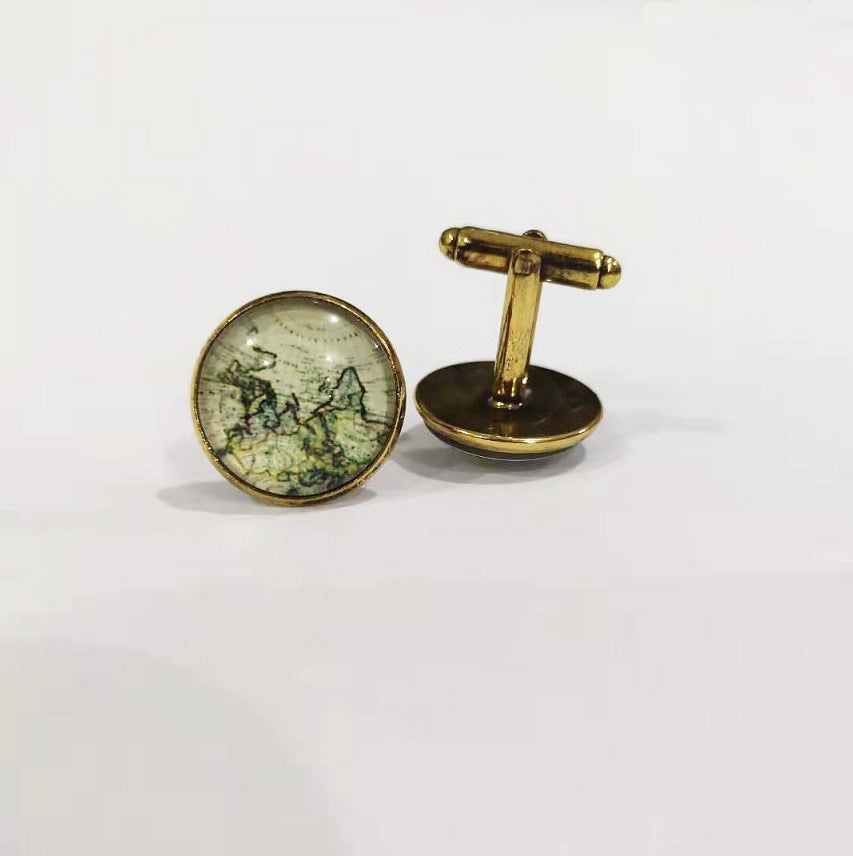 boutons-de-manchette-carte-du-monde-vintage