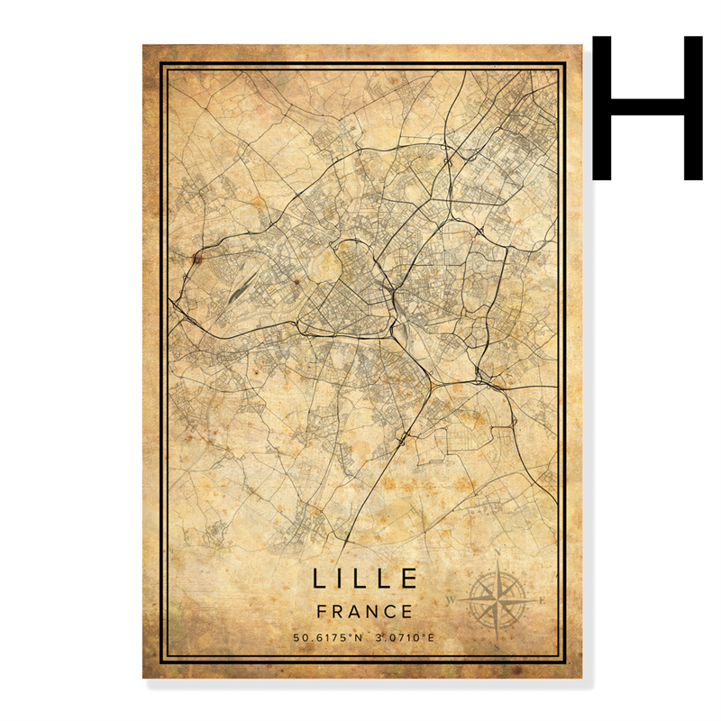 Mapa de la ciudad de Borgoña Póster