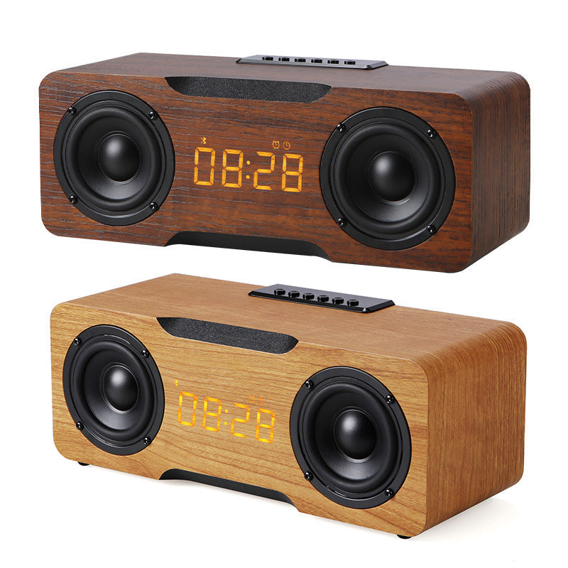 enceinte-bluetooth-dhorloge-en-bois-vintage