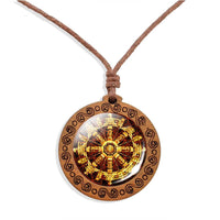 collier-mandala-pendentif-bois-vintage