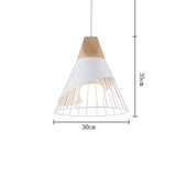 lustre-bois-cone-corne-fer-vintage