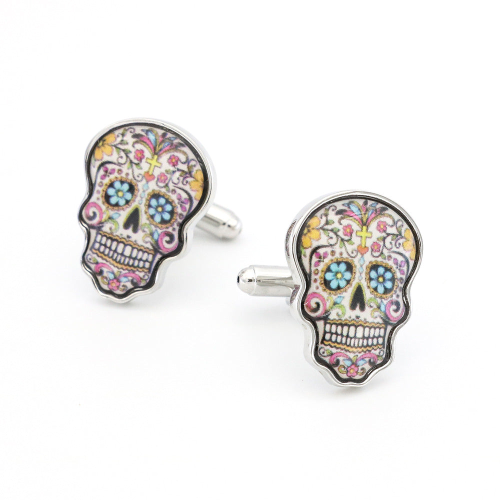 boutons-de-manchette-tete-de-mort-imprimes-vintage