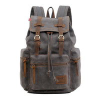 Vintage Canvas Multi-Pocket Flap Backpack Gray Bag