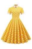 robe-stylee-annee-80-a-pois-jaunes