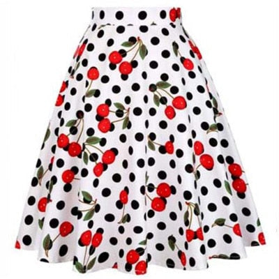 jupe-annee-80-blanche-polka-dots-cerises