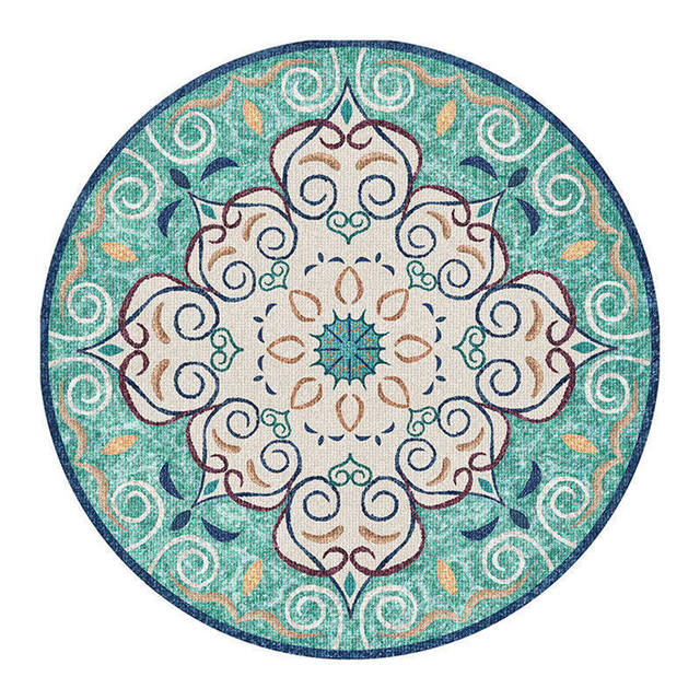 Alfombra redonda vintage con estampado floral