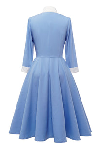 robe-bleue-en-trapeze-annee-80-avec-noeud-papillon