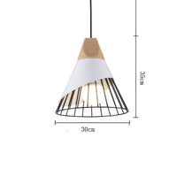 lustre-bois-cone-corne-fer-vintage