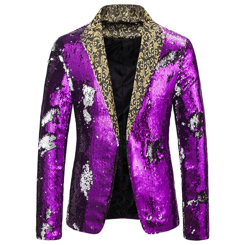 Costume Da Uomo Elegante Con Paillettes, Per Feste, Discoteca, Spettacoli - Giacca E Pantaloni Coordinati, Misto Cotone Elastico, Design Alla Moda