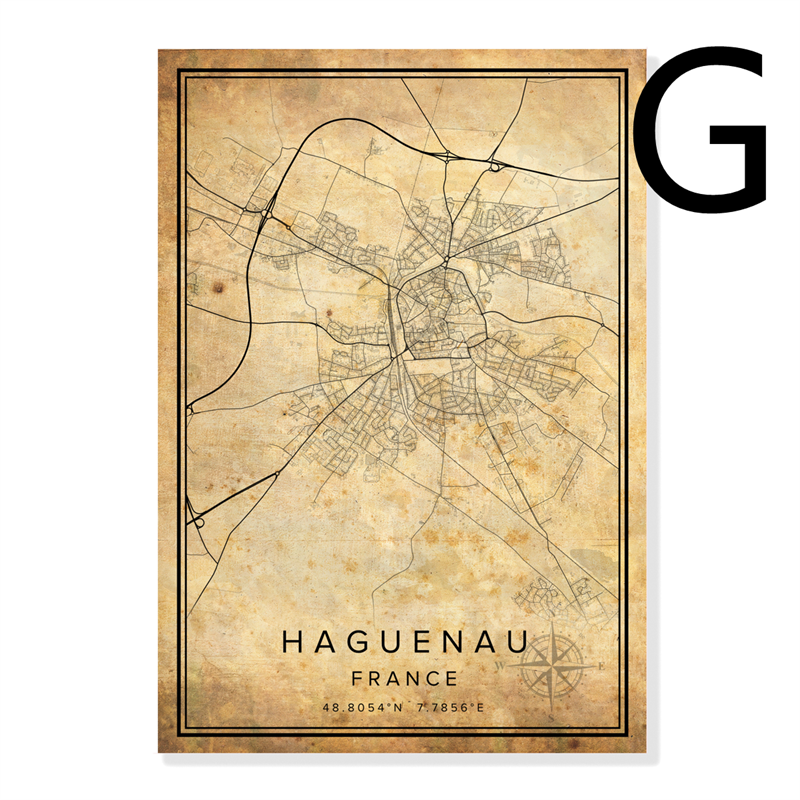 Mapa de la ciudad de Borgoña Póster