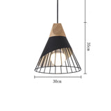 lustre-bois-cone-corne-fer-vintage