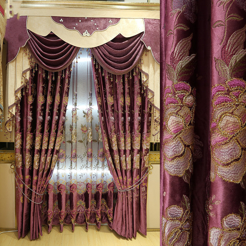 Cortinas bordadas pastorales americanas vintage
