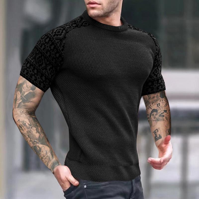 Camiseta de manga corta vintage color block waffle