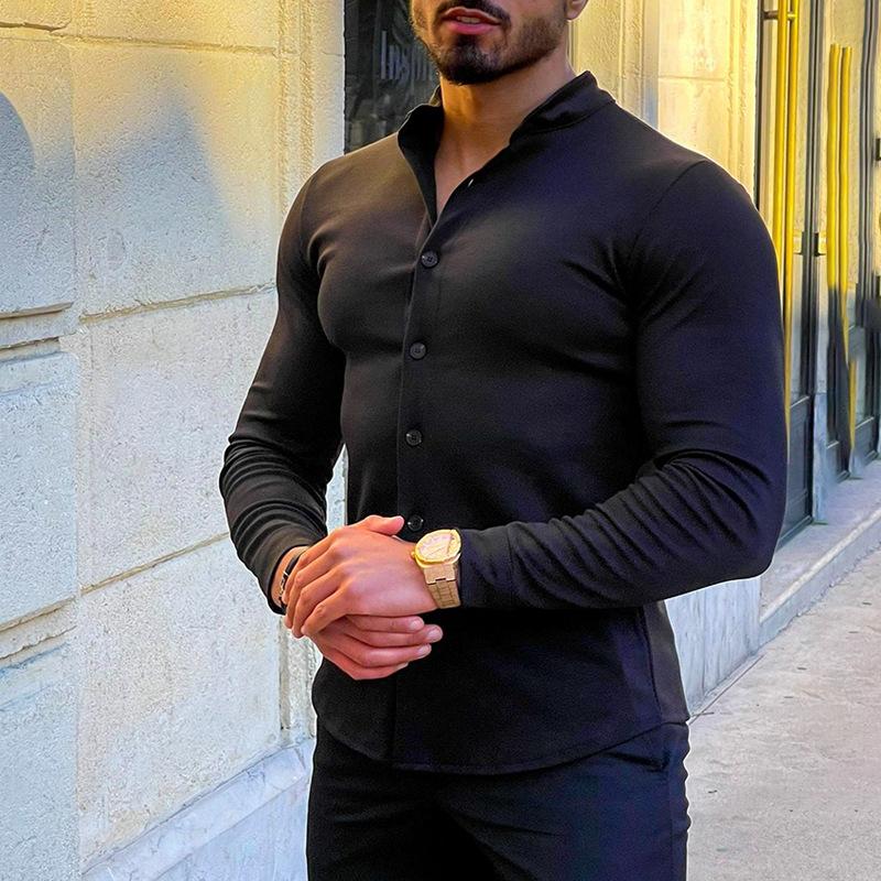 chemise-manches-longues-couleur-unie-vintage