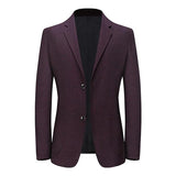 Mens Solid Color Lapel Casual Blazer 67202199M Wine Red / M Coats & Jackets