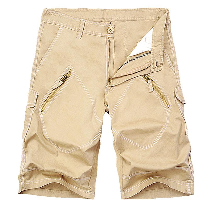 Pantalones cortos de carga vintage de color sólido para hombre