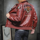 Chaqueta biker de cuero con gráfico vintage