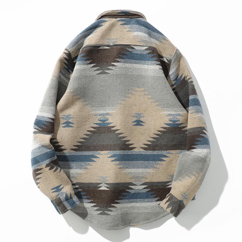 Chaqueta cepillada a cuadros con estampado vintage
