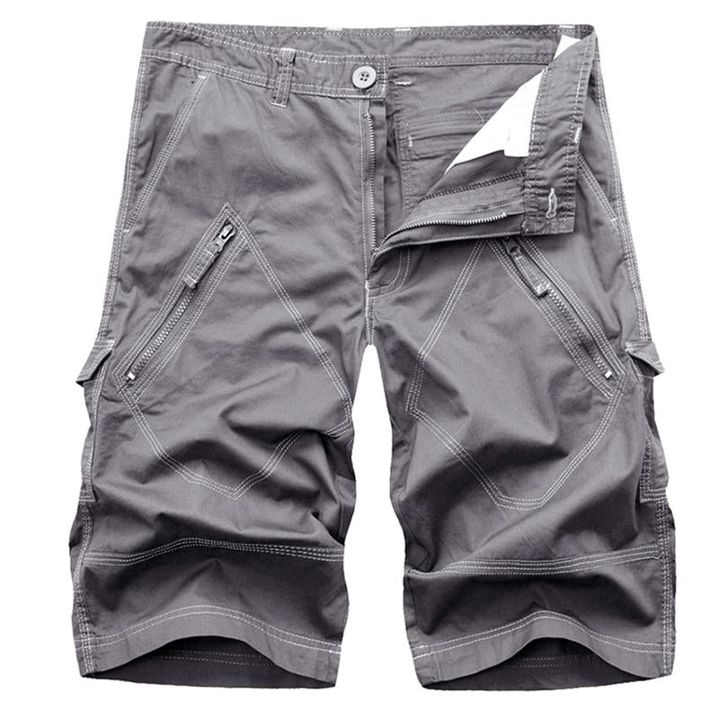 Pantalones cortos de carga vintage de color sólido para hombre