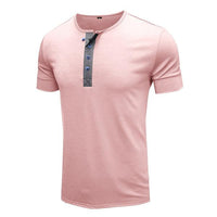 t-shirt-henley-coton-manches-courtes-col-rond