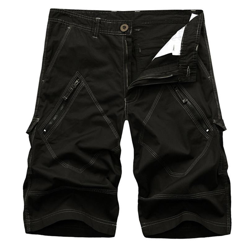 Pantalones cortos de carga vintage de color sólido para hombre