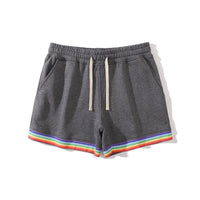 short-sport-coton-imprime-arc-en-ciel-vintage