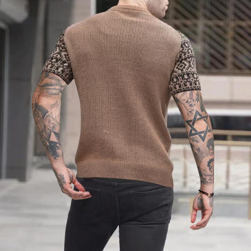 Camiseta de manga corta vintage color block waffle