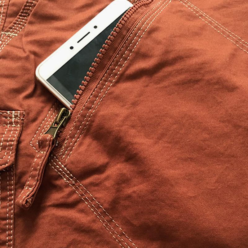Pantalones cortos de carga vintage de color sólido para hombre
