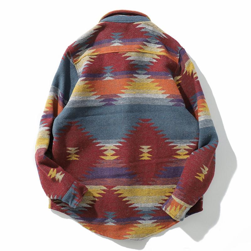 Chaqueta cepillada a cuadros con estampado vintage