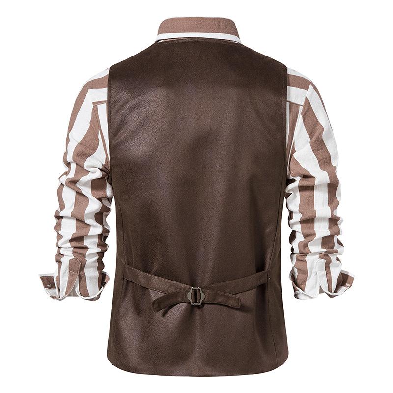 Chaleco de gamuza vintage con cuello en V