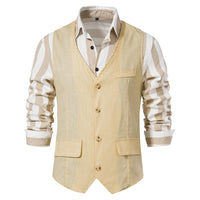 gilet-col-v-vintage-coton-lin