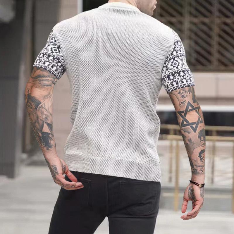 Camiseta de manga corta vintage color block waffle