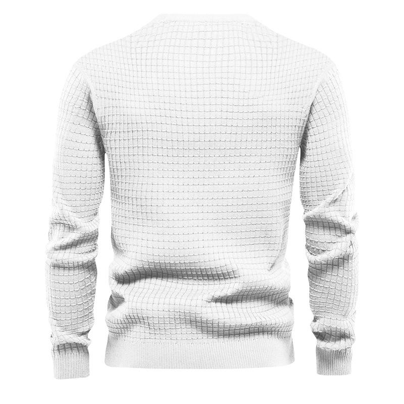 homme-section-mince-carreaux-ample-col-rond-vintage-manches-longues