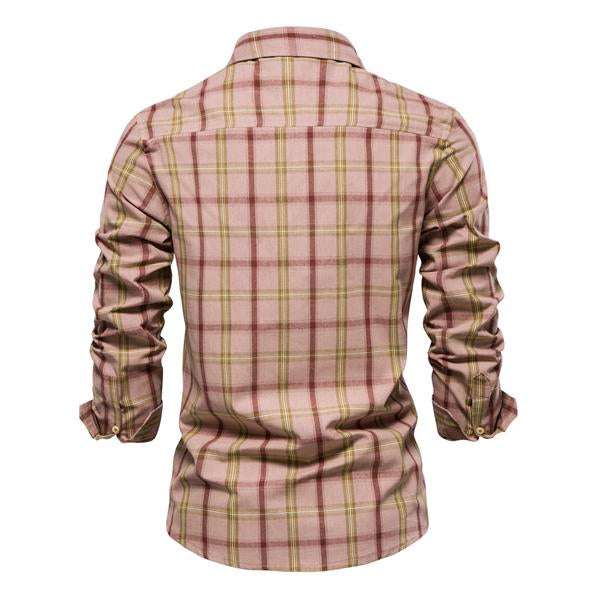 Camisa de manga larga a cuadros de moda vintage