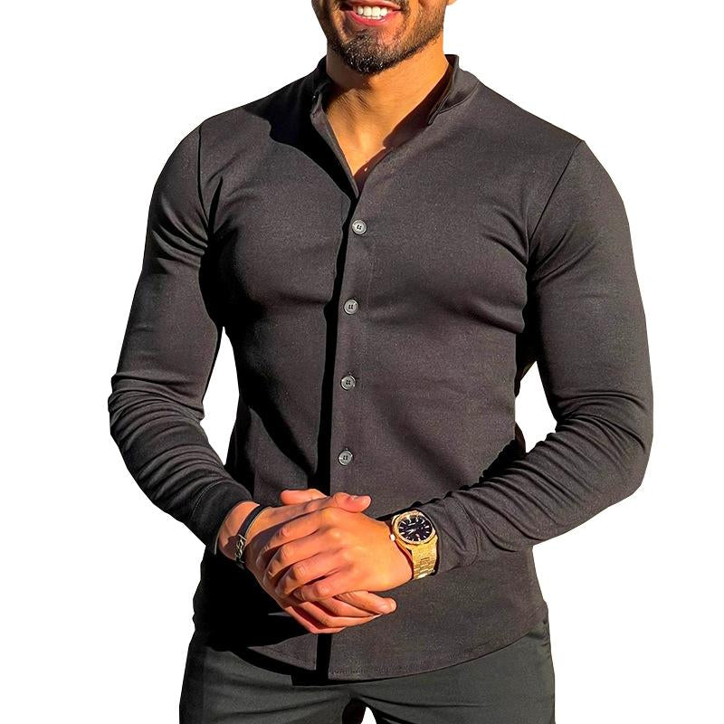 chemise-manches-longues-couleur-unie-vintage