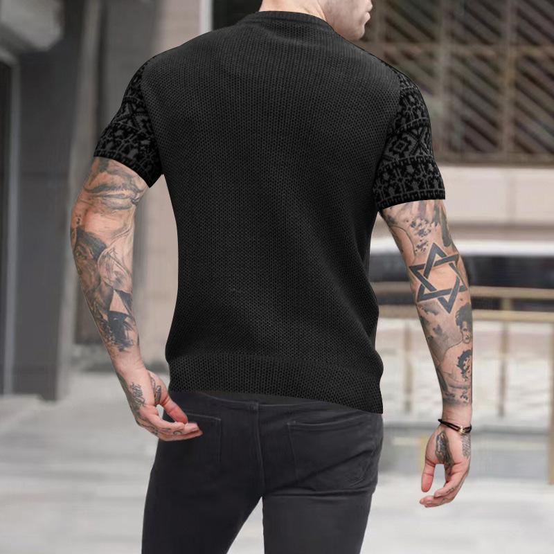 Camiseta de manga corta vintage color block waffle