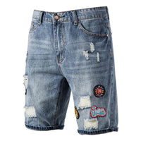 short-jean-decontracte-patch-brode-vintage