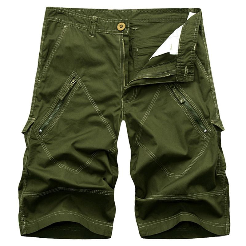 Pantalones cortos de carga vintage de color sólido para hombre
