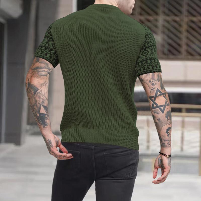Camiseta de manga corta vintage color block waffle